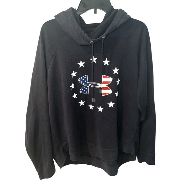 Under Armour Sweatshirt Womens XL Loose Fit Hoodie Pullover Freedom USA Logo - Picture 1 of 7